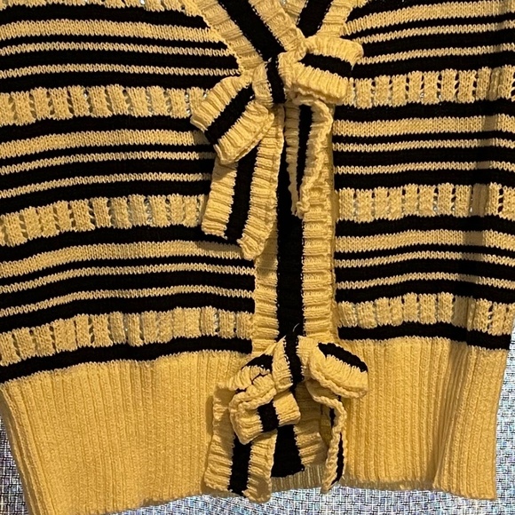 Urban Daizy Sandie Striped Bow Cardigan, Black and Ivory - NWOT - Picture 3 of 6
